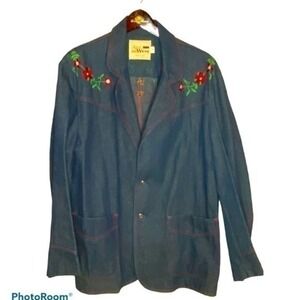Vintage All Wear Western Embroidered Jean Jacket Size 44
